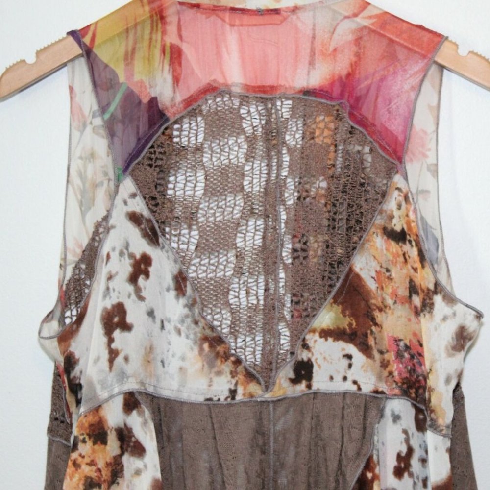 Soft Surroundings Sheer Crochet Adriana Open Vest Brown Women's Size OS H12785 - Picture 8 of 11